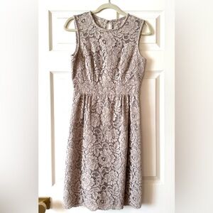 kate spade Neutral Taupe Labeled Dress with Lace Overlay